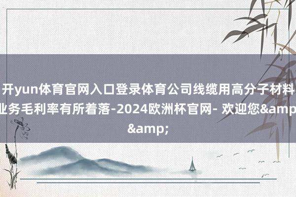 开yun体育官网入口登录体育公司线缆用高分子材料业务毛利率有所着落-2024欧洲杯官网- 欢迎您&
