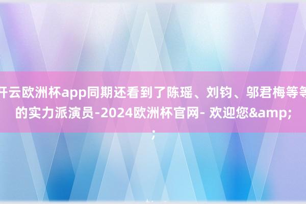 开云欧洲杯app同期还看到了陈瑶、刘钧、邬君梅等等的实力派演员-2024欧洲杯官网- 欢迎您&