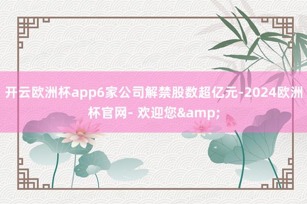 开云欧洲杯app6家公司解禁股数超亿元-2024欧洲杯官网- 欢迎您&