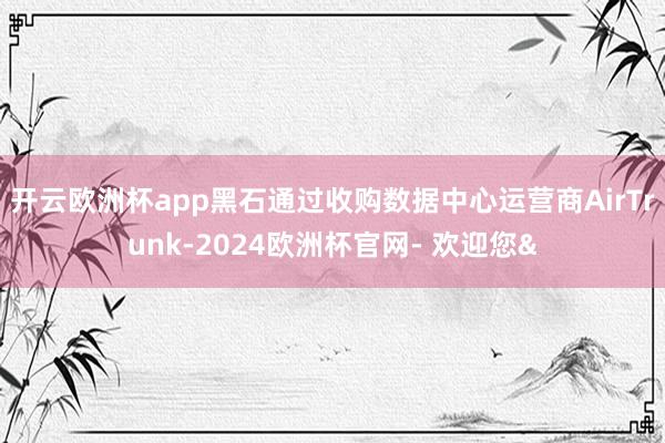 开云欧洲杯app黑石通过收购数据中心运营商AirTrunk-