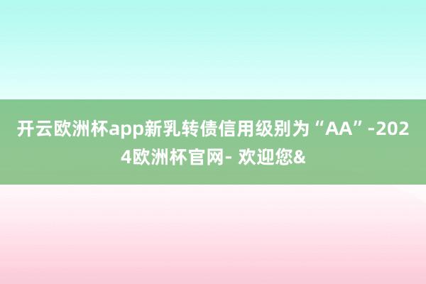 开云欧洲杯app新乳转债信用级别为“AA”-2024欧洲杯官