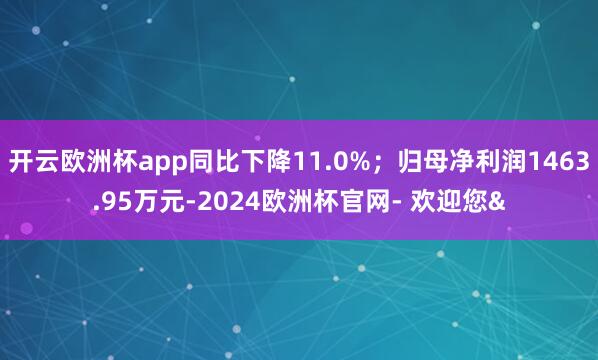 开云欧洲杯app同比下降11.0%；归母净利润1463.95